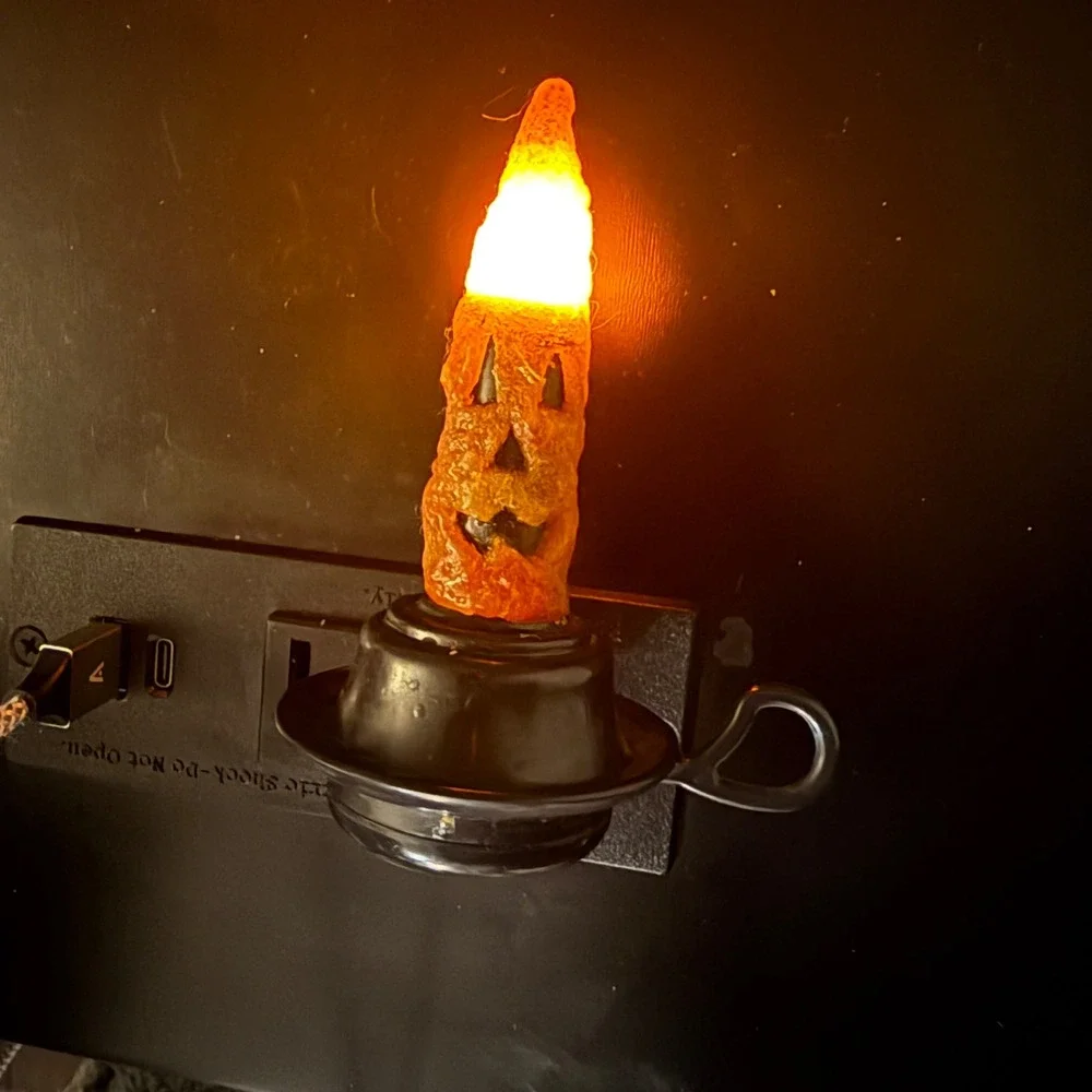 Vintage Primative Dipped Jack O Lantern Plug Night‎ Light Halloween Decor Carlon